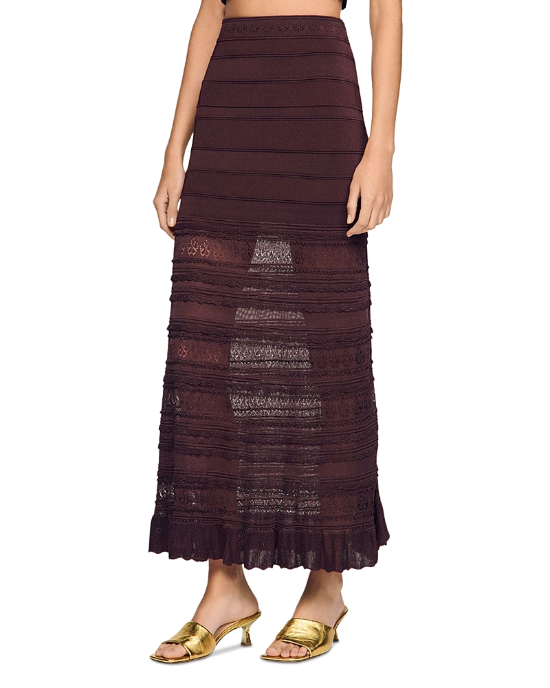 Sandro Andriane Pointelle Knit Maxi Skirt
