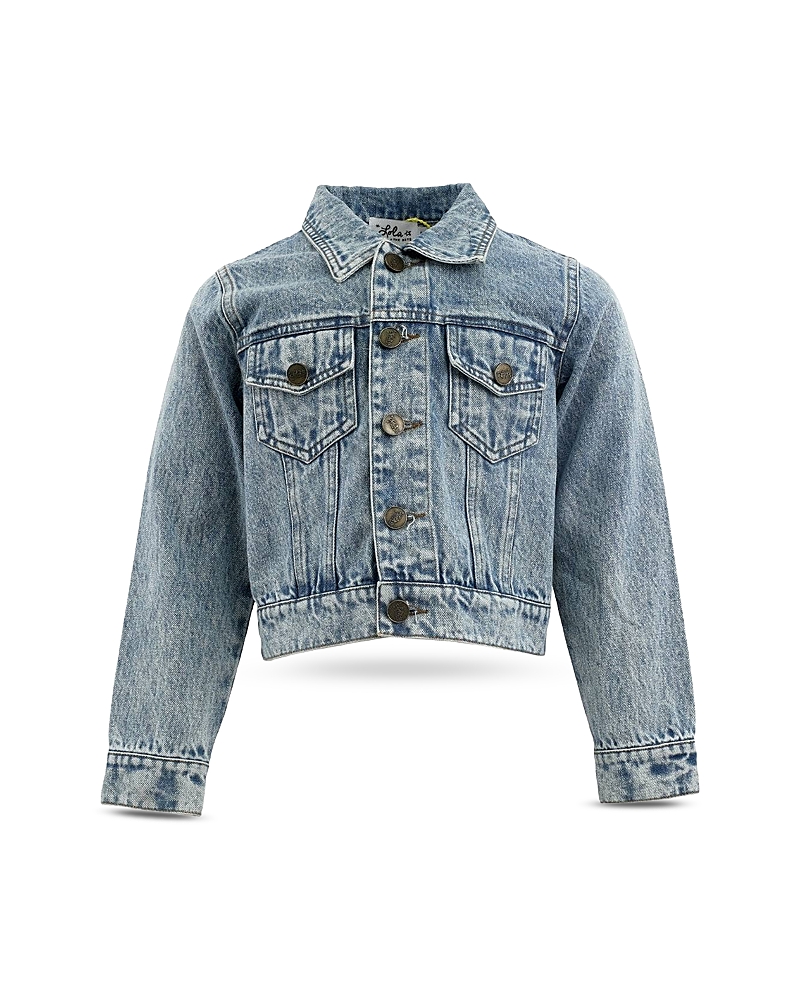 Lola + The Boys Girls' Crystal Cherry Bow Denim Jacket - Little Kid, Big Kid