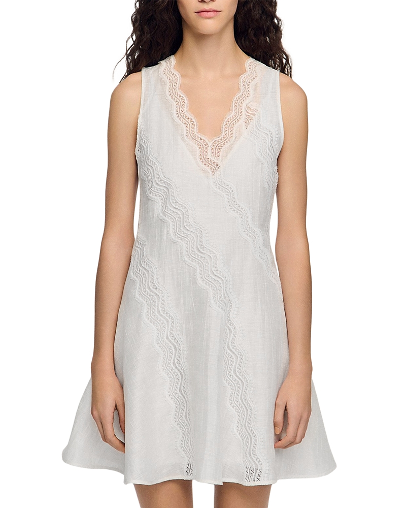 Sandro Short Trimmed Linen Dress