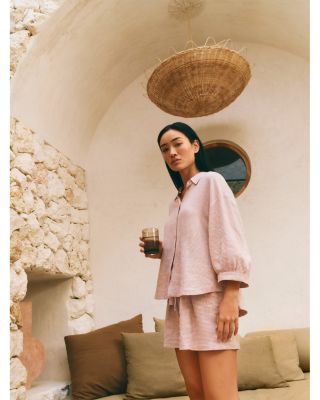 Linen Blend Relaxed Pajama Shorts