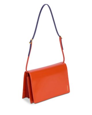 File Small Orange Leather Shoulder Bag