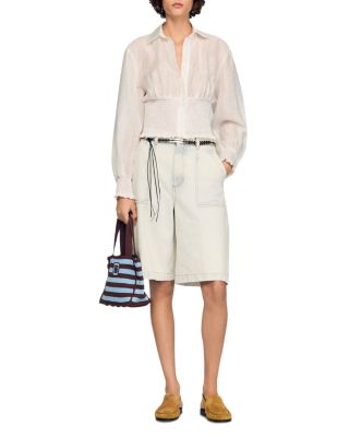 Judia Smocked Linen Blend Shirt