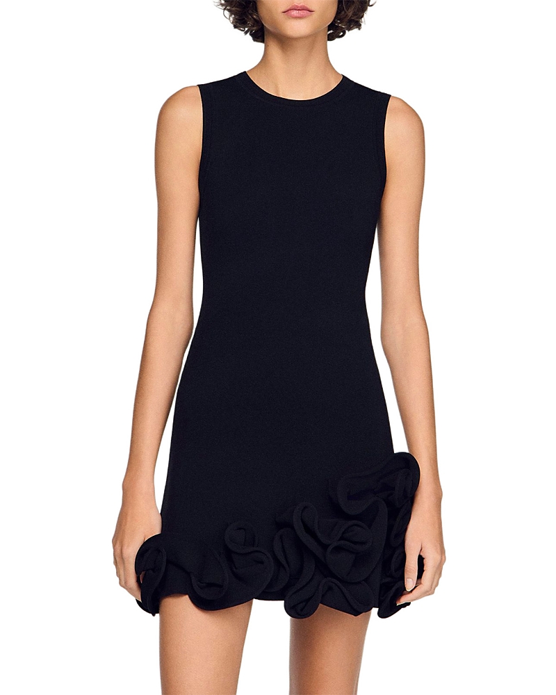 Sandro Chloe Floral Trim Knit Short Dress