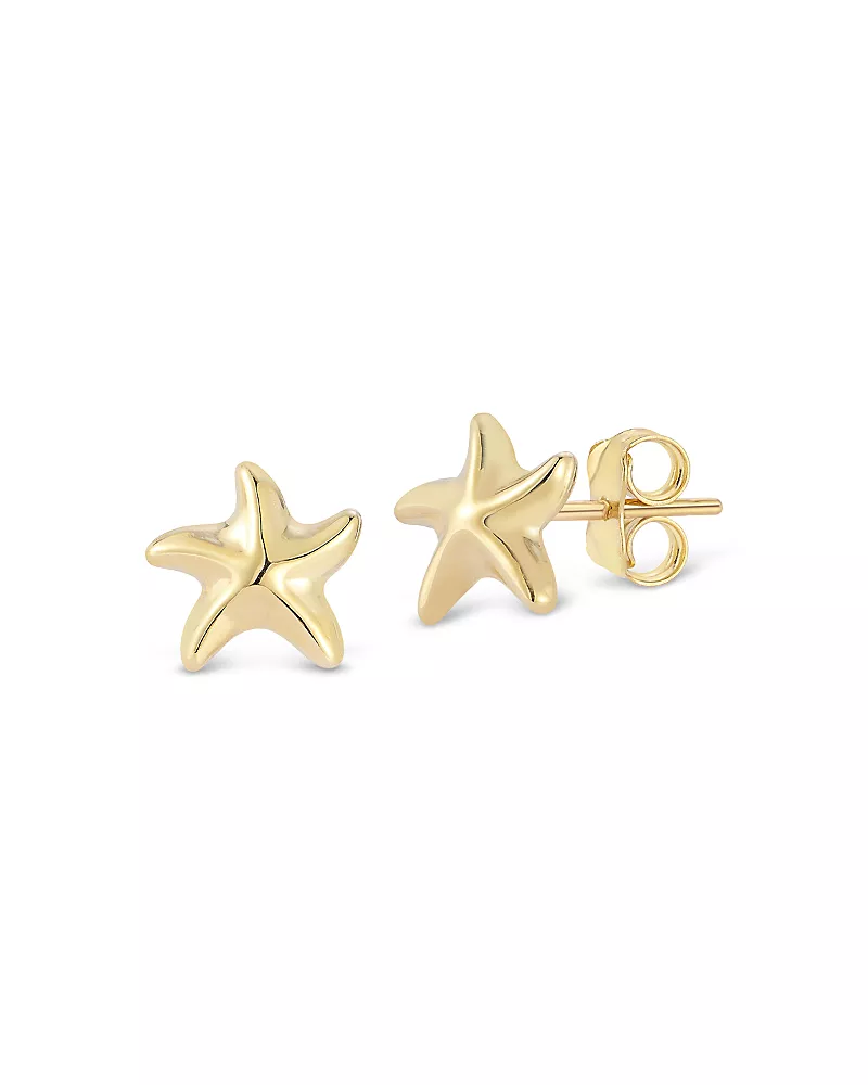 Moon & Meadow Starfish Stud Earrings in 14K Yellow Gold