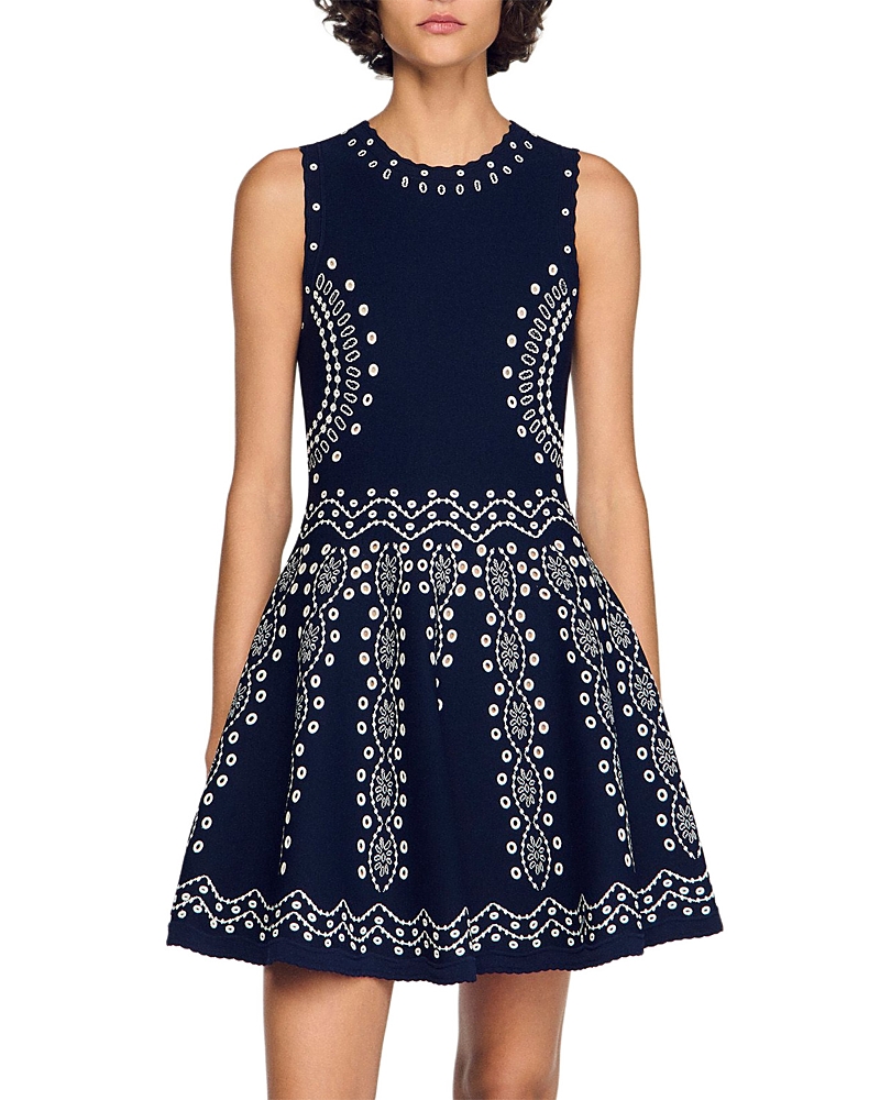 Sandro Capri Scarf Print Knit Short Dress