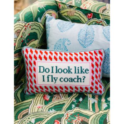 Fly Coach Needlepoint Pillow, 15" x 9"