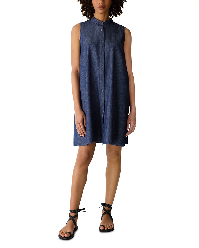 Eileen Fisher Lightweight Mandarin Collar Sleeveless Dress