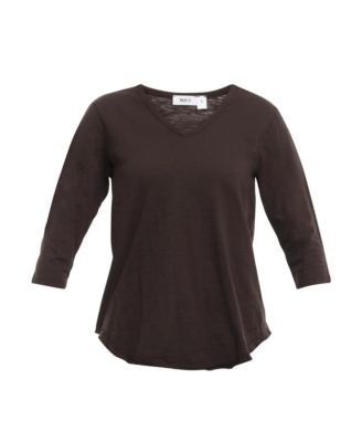 3/4 Sleeve Raw Hem Shirttail Tee