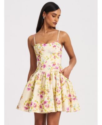  Valda Print Linen Mini Dress with Pockets