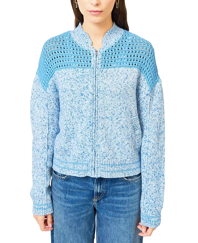 Central Park West Women's Clover Mesh Sweater Bomber