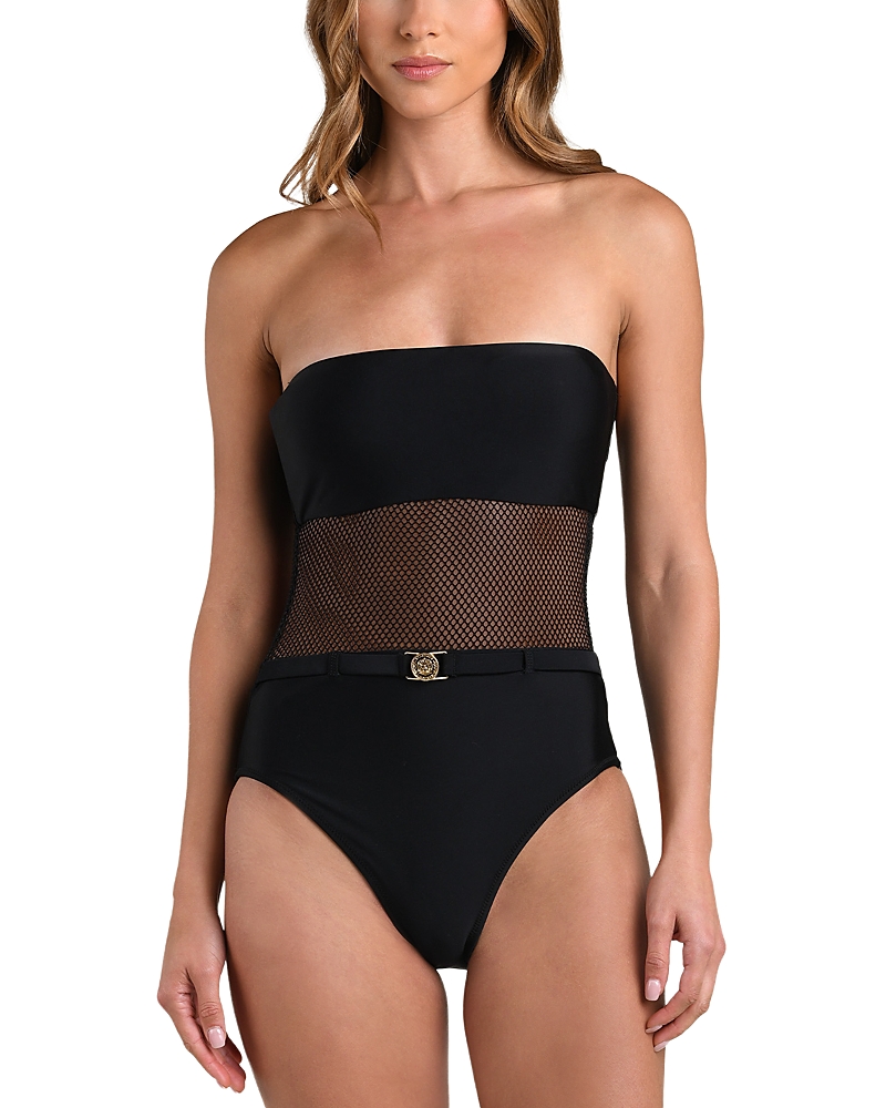 L'Agence Tory Bandeau Mesh Solid One Piece Swimsuit