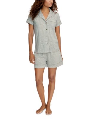 Pima Cotton Short Pajama Set in Sage Geo