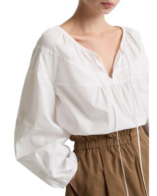 Shirred Long Sleeve Top