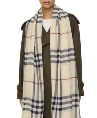 Wide Check Wool Scarf