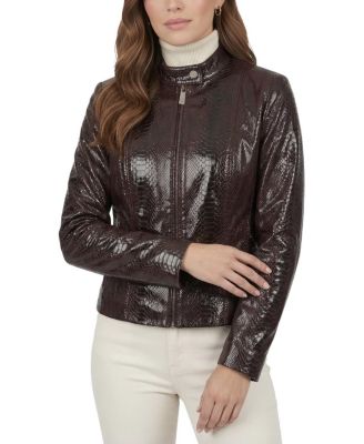  Metis Suede Pythn Printed Zip Jacket