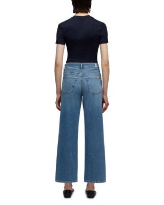Stovepipe High Rise Straight Ankle Jeans in Aquashade