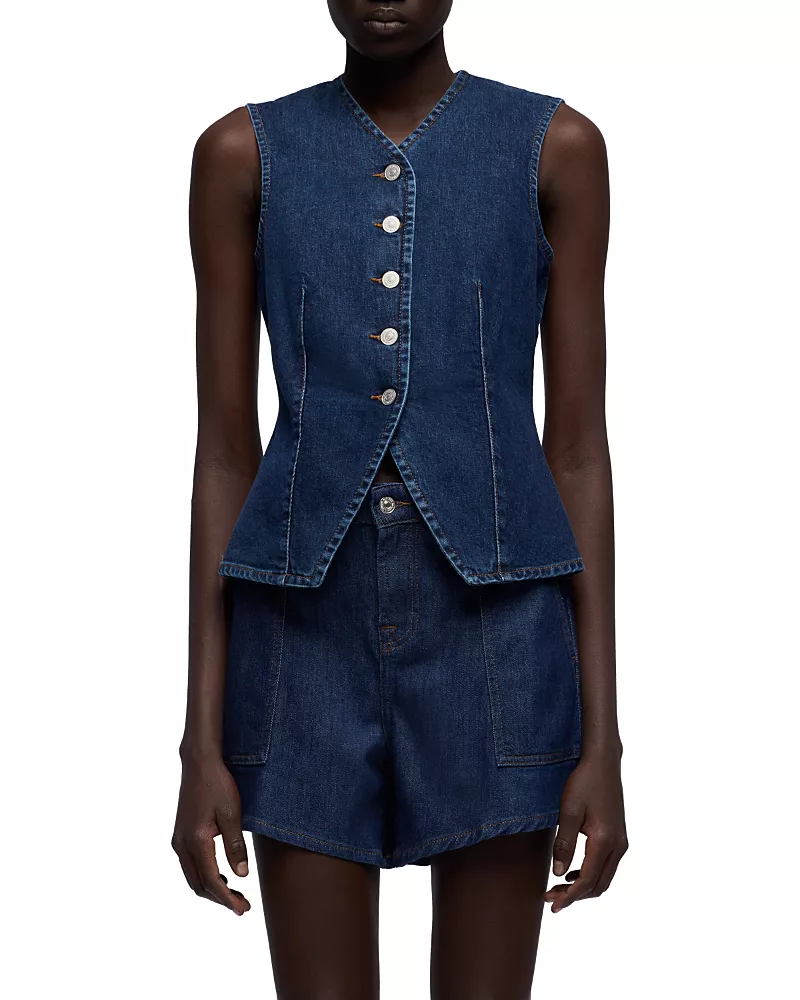 7 For All Mankind Denim Lady Vest in Indiglow