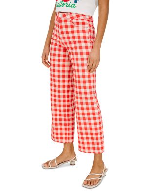Giadzy x Rails The Getty Crop High Rise Wide Leg Jeans in Tomato Gingham