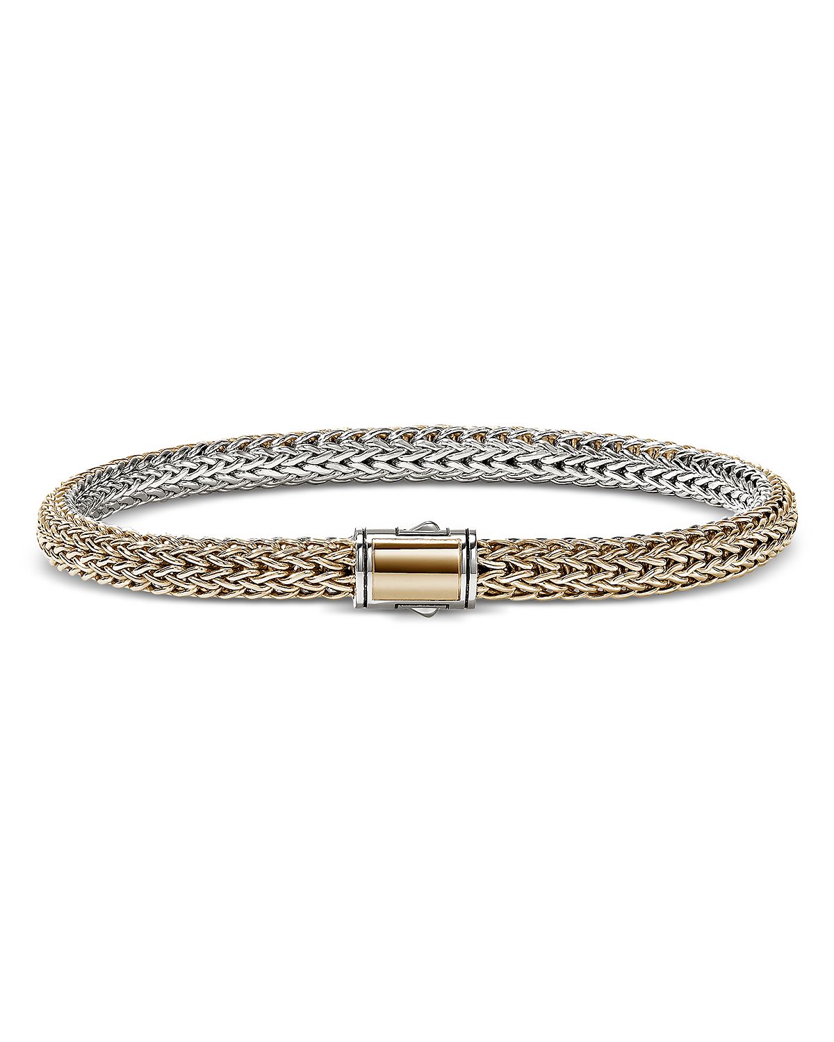 John Hardy 14K Yellow Bonded Gold & Sterling Silver Icon Reversible Woven Link Bracelet, 5mm
