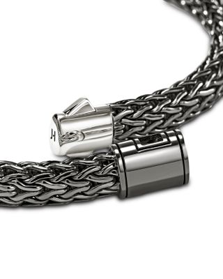 Dark Silver Icon Woven Link Bracelet, 6.5mm