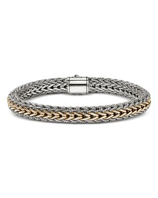 14K Yellow Bonded Gold & Sterling Silver Icon Reversible Woven Link Bracelet, 8mm