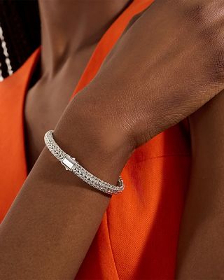 14K Yellow Bonded Gold & Silver Icon Reversible Woven Bracelet, 6.5mm