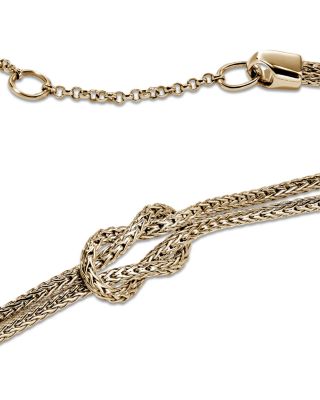 14K Yellow Gold Love Knot Double Strand Chain Necklace, 16-18"