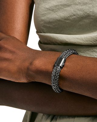 Dark Silver Icon Woven Link Bracelet, 10.5mm