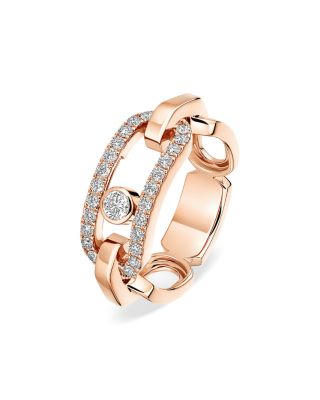 18K Rose Gold Diamond Move Link Ring