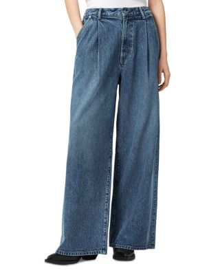 Haze High Rise Pleat Jeans in Mid Indigo