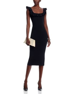 Ruffled Stretch Viscose Midi Dress