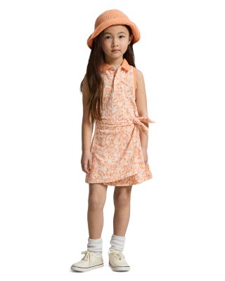 Girls' Pineapple Faux Wrap Mesh Polo Dress - Little Kid