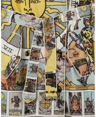 Long Tarot Print Silk Foxfield Trench Coat