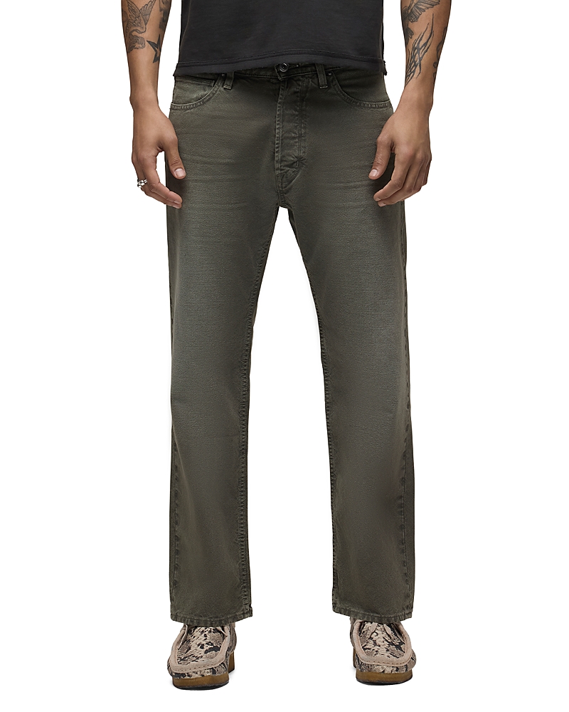 Hudson Rylan Relaxed Straight Fit Jeans in Distress Army