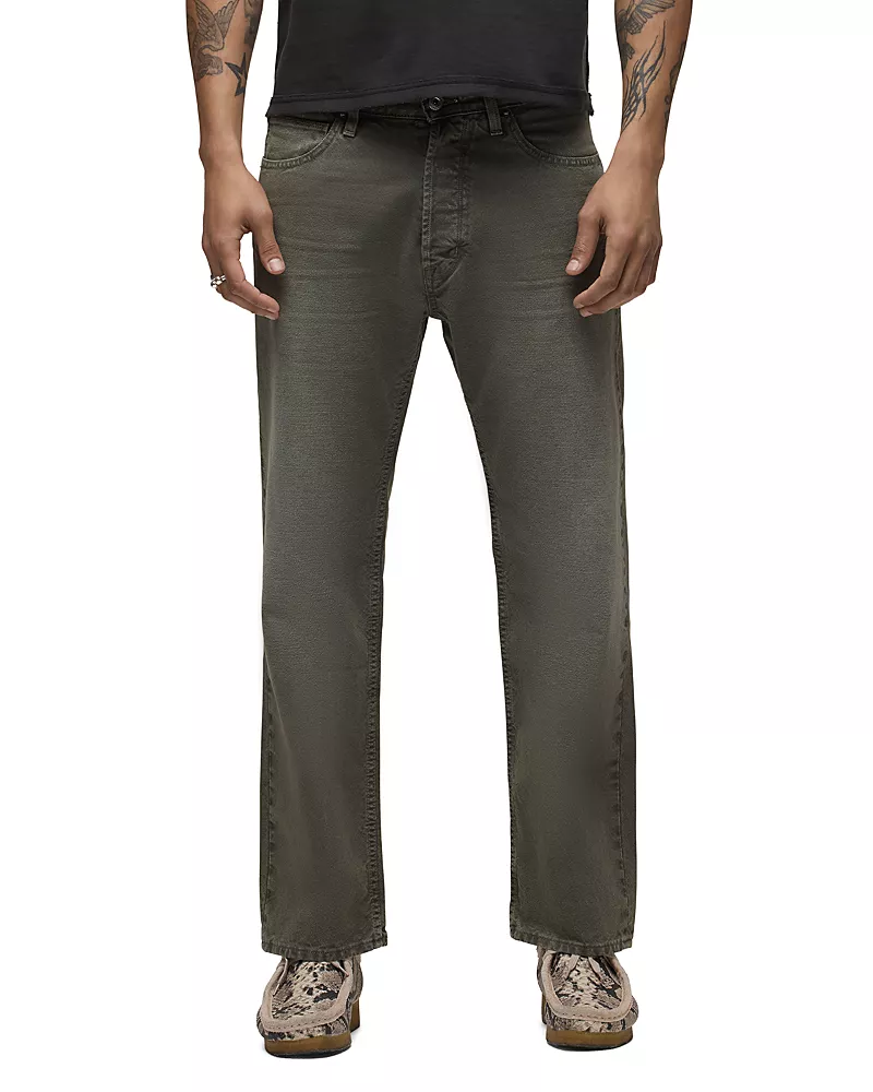 Hudson Rylan Relaxed Straight Fit Jeans in Distress Army
