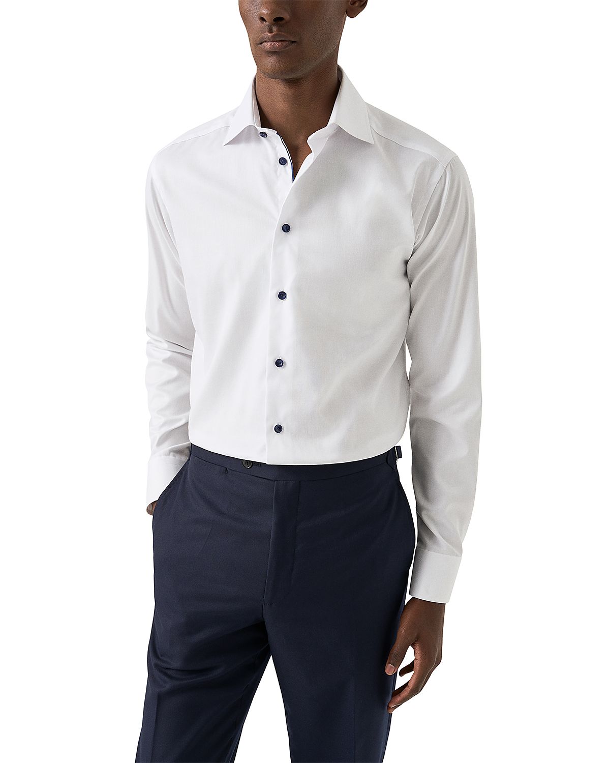 Eton Slim Fit Navy Details Signature Twill Shirt