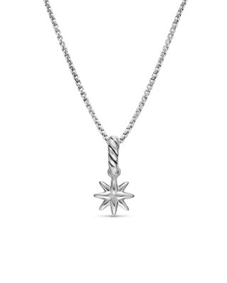 Petite Starburst Pendant in Sterling Silver with Full Pav&eacute; Diamonds, 10mm