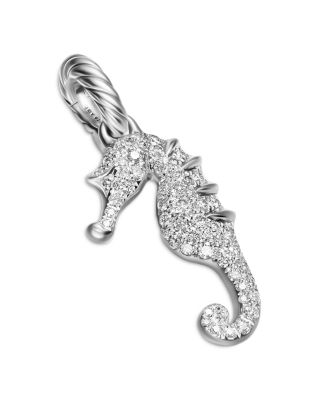 Seahorse Amulet in Sterling Silver with Diamonds, 22mm