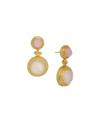  Women's Lilis Rose Quartz and White Chalcedony Drop Earring