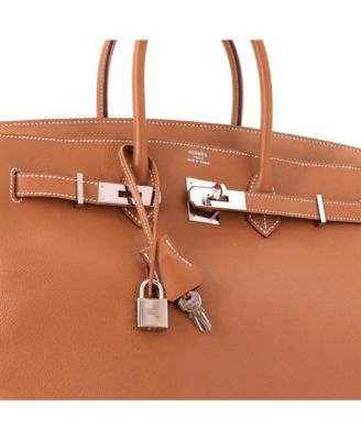 Birkin 35 Handbag Brown Epsom with Palladium Hardware