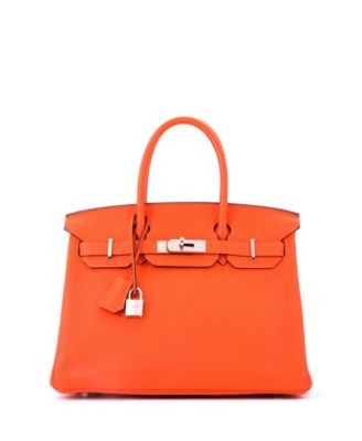 Birkin 30 Handbag Orange Clemence with Palladium Hardware