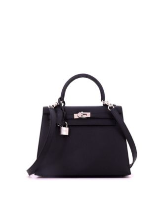 Kelly 25 Handbag Black Epsom with Palladium Hardware