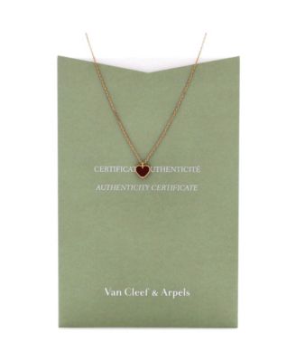  Sweet Alhambra Heart Pendant Necklace 18K Rose Gold and Carnelian, 15.75"