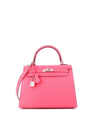 Kelly 25 Handbag Pink Chevre Mysore with Palladium Hardware