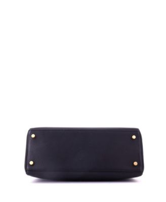 Kelly 28 Handbag Black Clemence with Gold Hardware