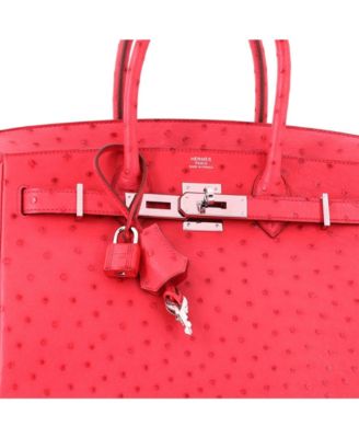Birkin 30 Handbag Pink Ostrich with Palladium Hardware