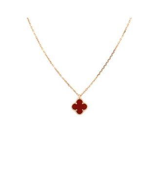  Sweet Alhambra Pendant Necklace 18K Rose Gold and Carnelian, 16"