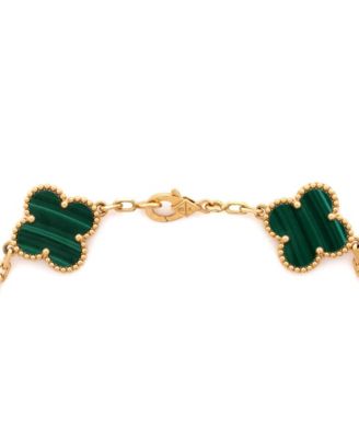  Vintage Alhambra 5 Motifs Bracelet 18K Gold and Malachite