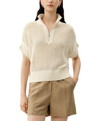 Toscana Pointelle Knit Half-Zip Sweater