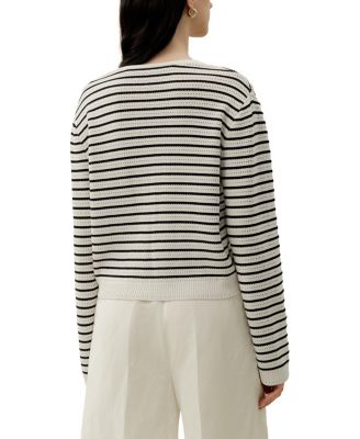 Toscana Striped Pointelle Cardigan